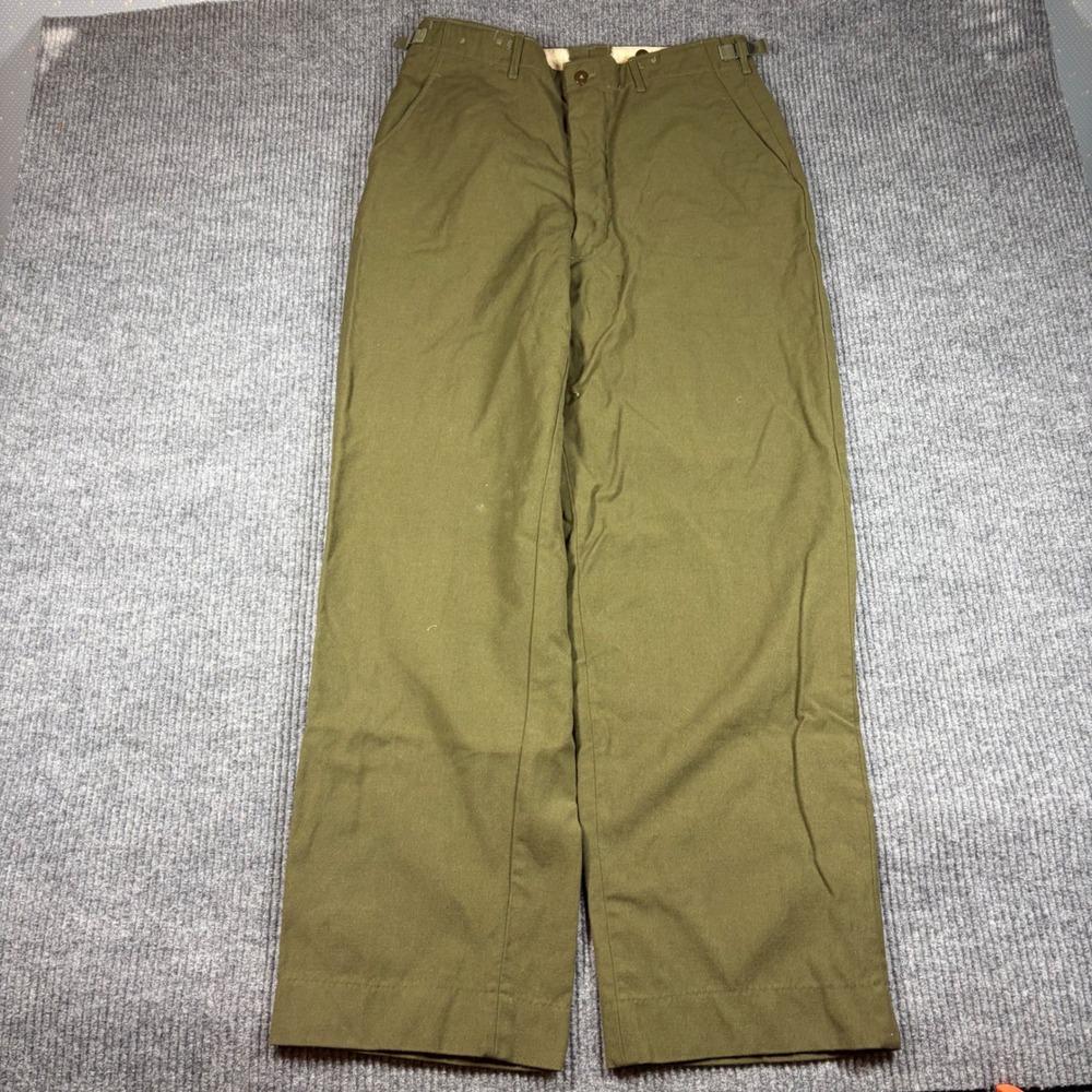 Vintage US Military M-1951 Wool Field Trousers Olive Drab Green Medium Long